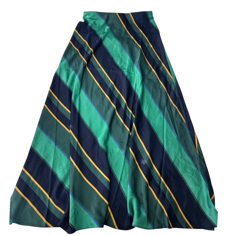 ✅ NWT Vineyard Vines Maxi Slip Skirt with Green, Navy, and Gold Stripes size S